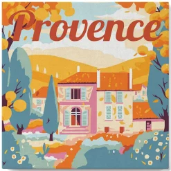 Mini peinture au numéro : Automne en Provence - toile tendue sur chassis - Figured'Art