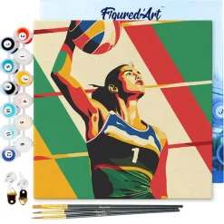 Mini peinture au numéro : Affiche sportive Volley - toile tendue sur chassis - Figured'Art