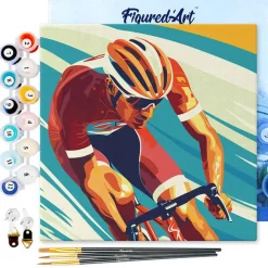 Mini peinture au numéro : Affiche sportive Cyclisme - toile tendue sur chassis - Figured'Art