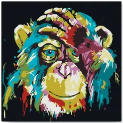 Mini peinture au numéro : Babouin Pop Art - toile tendue sur chassis - Figured'Art