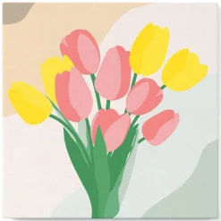 Mini peinture au numéro : Bouquet de Tulipes - toile tendue sur chassis - Figured'Art