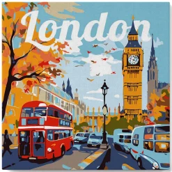 Mini peinture au numéro : Big Ben Londres - toile tendue sur chassis - Figured'Art