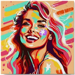 Mini peinture au numéro : Blonde Pop Art - toile tendue sur chassis - Figured'Art