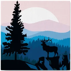 Mini peinture au numéro : Cerf majestueux et Paysage - toile tendue sur chassis - Figured'Art