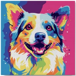 Mini peinture au numéro : Chien Abstrait Pop Art - toile tendue sur chassis - Figured'Art