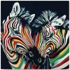 Mini peinture au numéro : Couple de Zèbres colorés - toile tendue sur chassis - Figured'Art