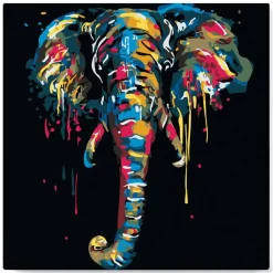 Mini peinture au numéro : Elephant - toile tendue sur chassis - Figured'Art