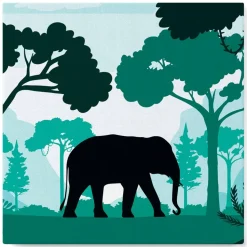 Mini peinture au numéro : Eléphant dans la forêt verte - toile tendue sur chassis - Figured'Art