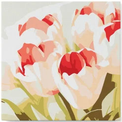 Mini peinture au numéro : Eclosion de Tulipes - toile tendue sur chassis - Figured'Art
