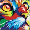 Mini peinture au numéro : Félin Pop Art - toile tendue sur chassis - Figured'Art