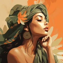 Mini peinture au numéro : Femme au turban africain - toile tendue sur chassis - Figured'Art