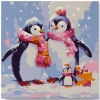 Mini peinture au numéro : Famille de Pingouins sous la Neige - toile tendue sur chassis - Figured'Art