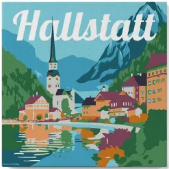 Mini peinture au numéro : Hallstatt - toile tendue sur chassis - Figured'Art
