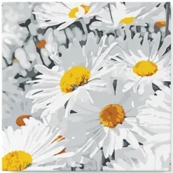 Mini peinture au numéro : Jolies Marguerites - toile tendue sur chassis - Figured'Art
