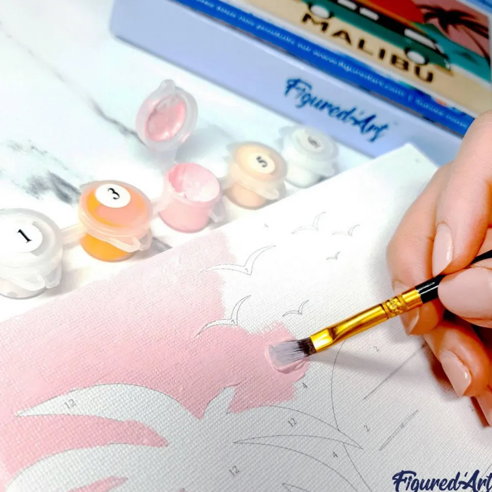 Mini peinture au numéro : Jolies Marguerites - toile tendue sur chassis - Figured'Art