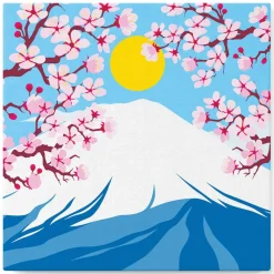 Mini peinture au numéro : Le Mont Fuji - toile tendue sur chassis - Figured'Art