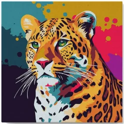 Mini peinture au numéro : Léopard Abstrait Pop Art - toile tendue sur chassis - Figured'Art