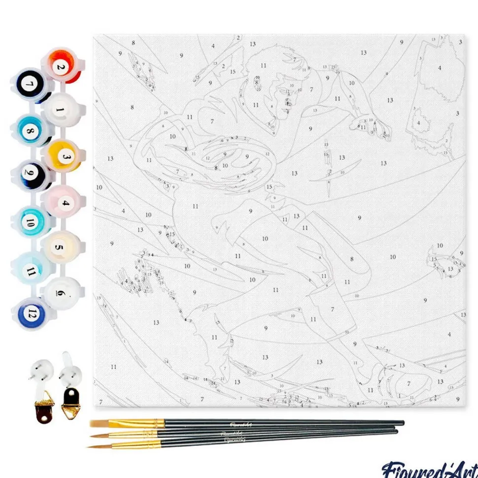 Mini peinture au numéro : Mer et Coucher de Soleil - toile tendue sur chassis - Figured'Art