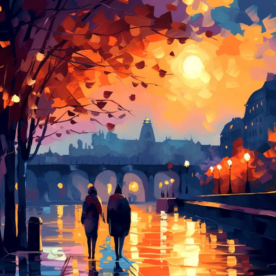 Mini peinture au numéro : Nuit Romantique - toile tendue sur chassis - Figured'Art