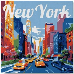 Mini peinture au numéro : New York - toile tendue sur chassis - Figured'Art