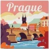 Mini peinture au numéro : Prague - toile tendue sur chassis - Figured'Art