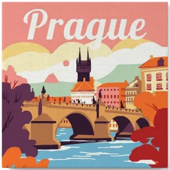 Mini peinture au numéro : Prague - toile tendue sur chassis - Figured'Art