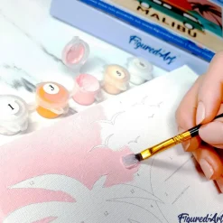 Mini peinture au numéro : Père Noël sur les toits - toile tendue sur chassis - Figured'Art