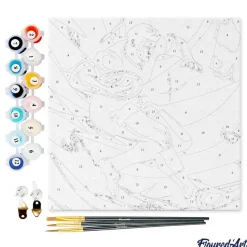 Mini peinture au numéro : Plante et Pot noir - toile tendue sur chassis - Figured'Art