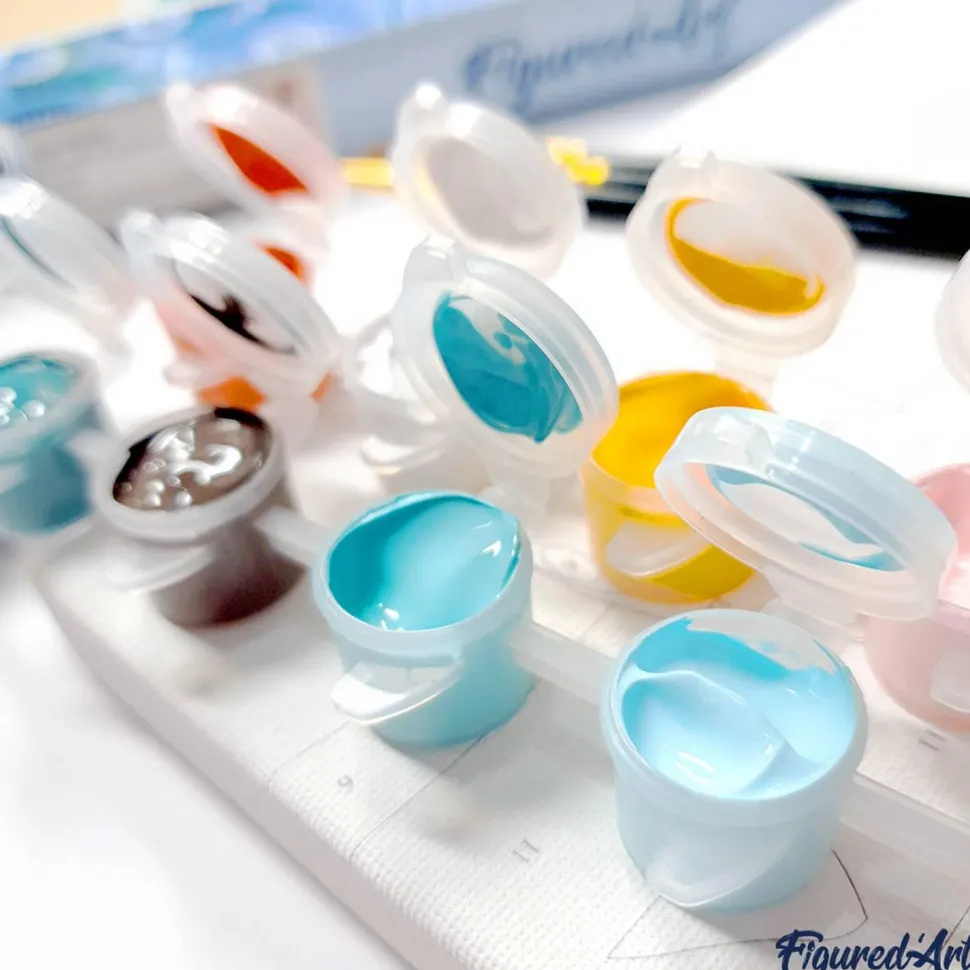 Mini peinture au numéro : Porte Rouge - toile tendue sur chassis - Figured'Art