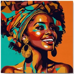Mini peinture au numéro : Reine Africaine Pop Art - toile tendue sur chassis - Figured'Art