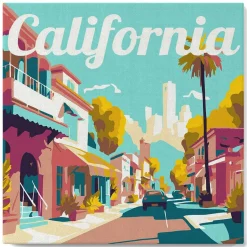 Mini peinture au numéro : Rue en Californie - toile tendue sur chassis - Figured'Art