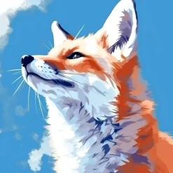 Mini peinture au numéro : Renard et ciel bleu - toile tendue sur chassis - Figured'Art