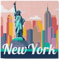 Mini peinture au numéro : Statue de la Liberté - toile tendue sur chassis - Figured'Art