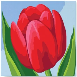 Mini peinture au numéro : Tulipe Rouge - toile tendue sur chassis - Figured'Art