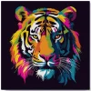 Mini peinture au numéro : Tigre Abstrait Pop Art - toile tendue sur chassis - Figured'Art