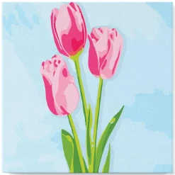 Mini peinture au numéro : Tulipes et Ciel bleu - toile tendue sur chassis - Figured'Art