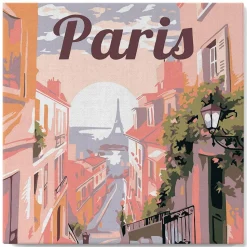 Mini peinture au numéro : Vue de Paris - toile tendue sur chassis - Figured'Art