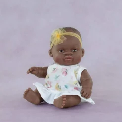 ML Poupées: POUPÉE BÉBÉ FILLE AFRICAINE HABILLÉES 21cm - Miniland