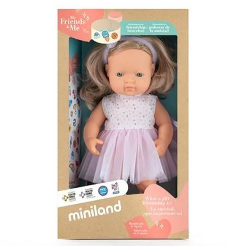 ML Poupées: POUPÉE FILLE EUROPÉENNE CHEVEUX BLONDES HABILLÉES 38 cm - Miniland