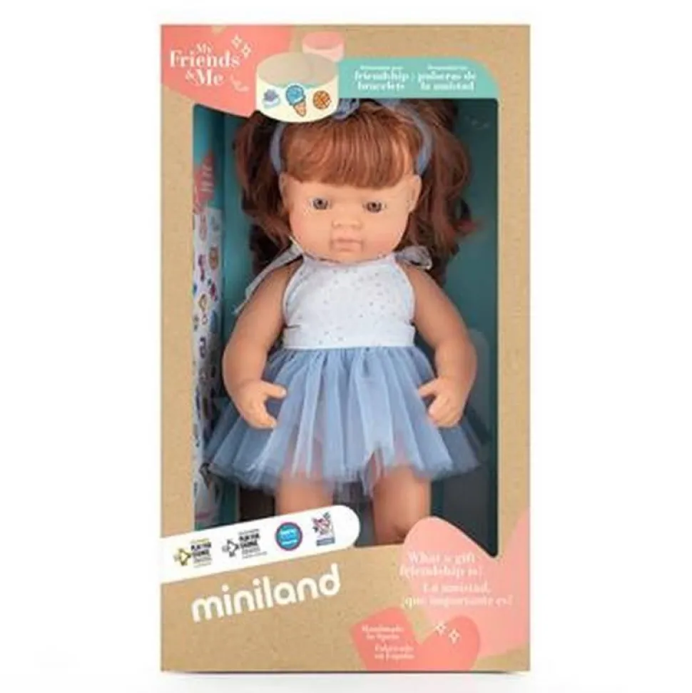 ML Poupées: POUPÉE FILLE EUROPÉENNE CHEVEUX ROUX HABILLÉES 38 cm - Miniland