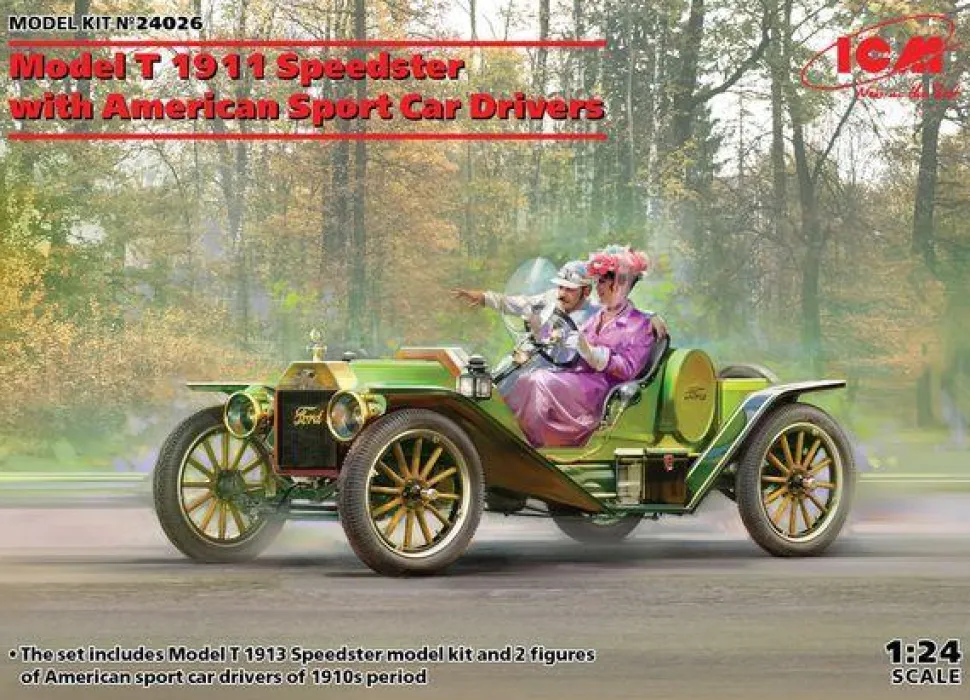 Model T 1913 Speedster with American Sport Car Drivers - 1:24e - ICM - ICM