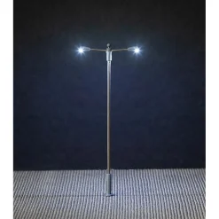 Modélisme HO : Éclairage public LED, lampe en prolongement deux bras - Faller