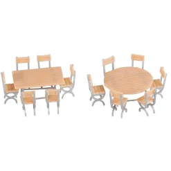 Modélisme HO : Accessoires de décor : 2 Tables et 12 chaises - Faller