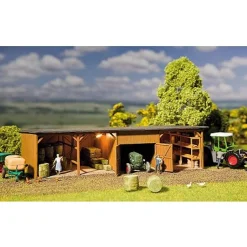 Modélisme HO : Entrepôt de balles de foin avec atelier - Faller