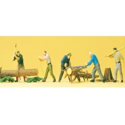 Modélisme HO : Figurines : Bûcherons et Troncs de bois - Preiser