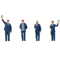 Modélisme HO : Figurines : lot personnel ferroviaire, avec minibruitage et sifflements - Faller