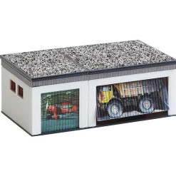 Modélisme HO : Garage double avec pièces de commande - Faller