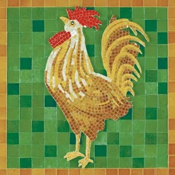 Mosaïque en céramique émaillée : Coq - Aedes
