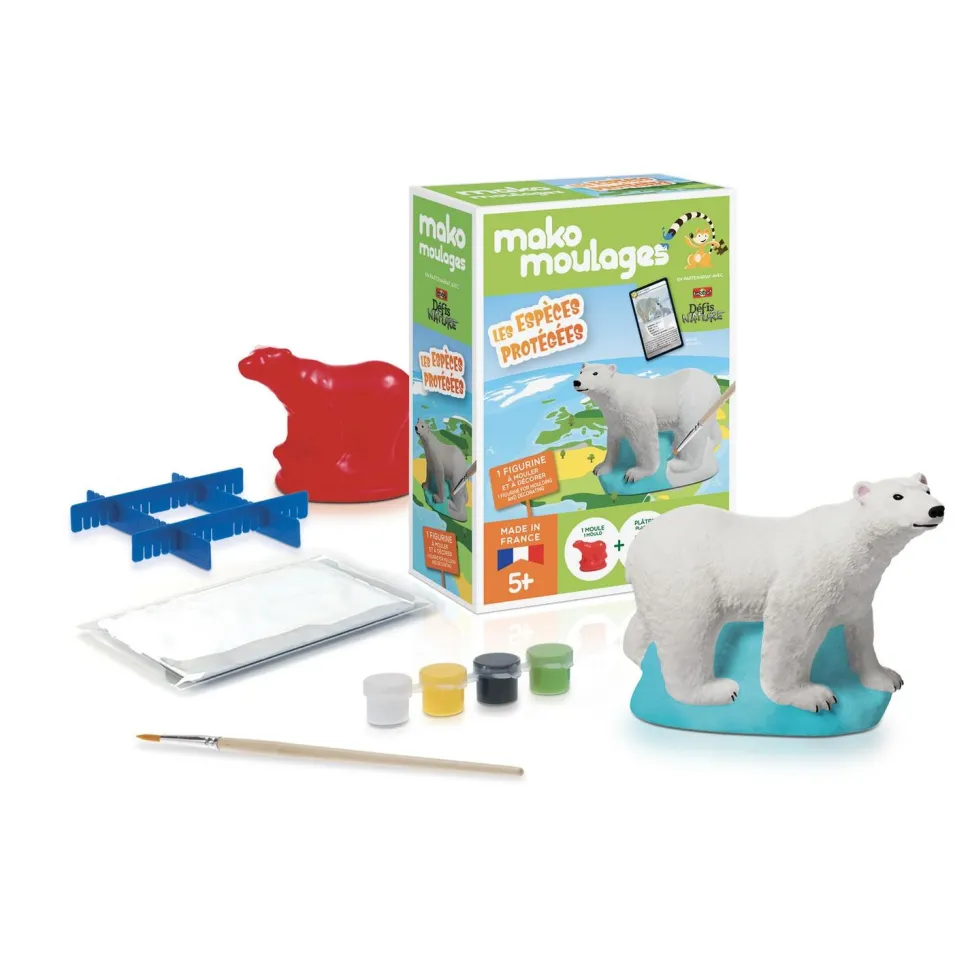 Moulage en plâtre mako créations : ours polaire - Les espèces protégées - Mako Creations