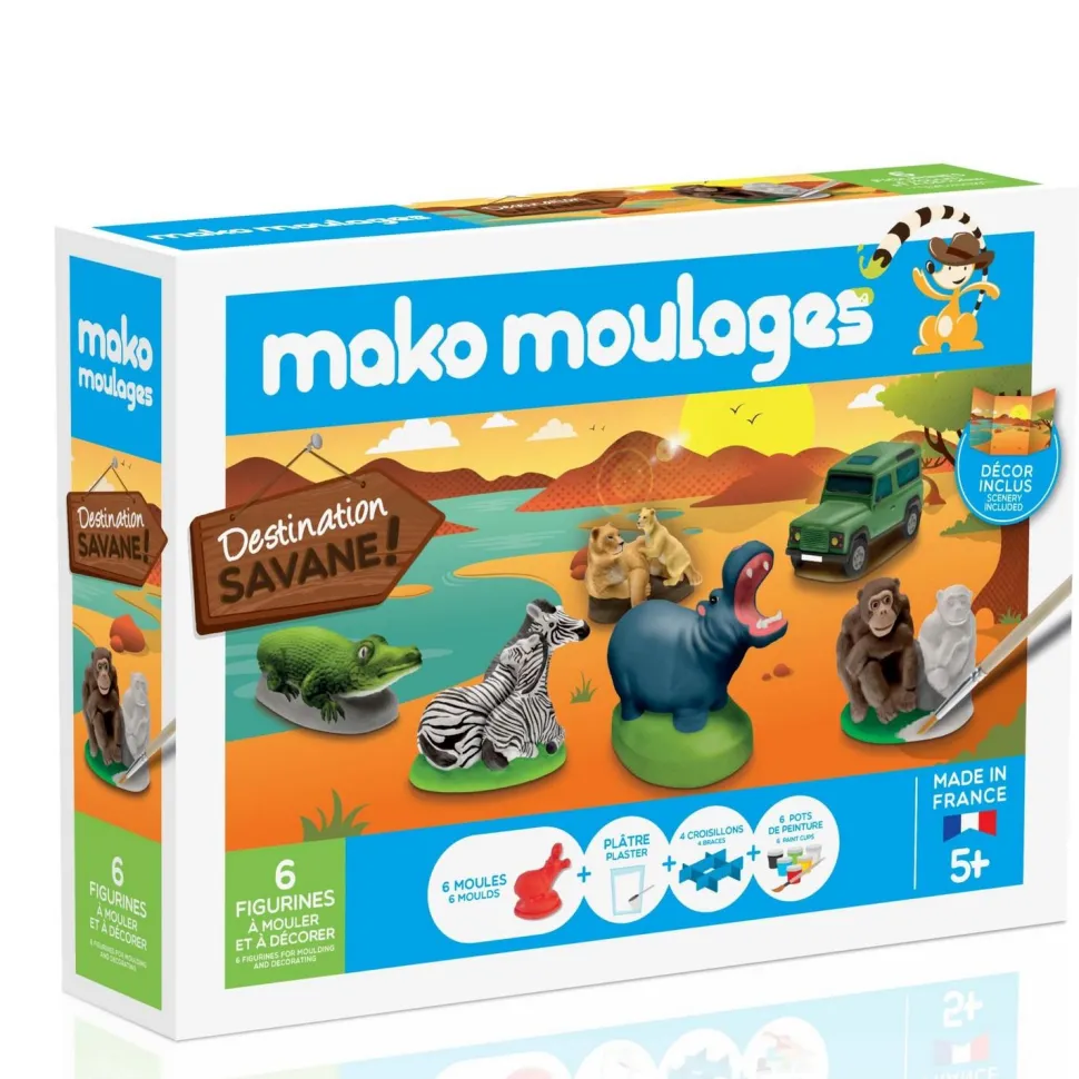Moulage en plâtre mako créations : 6 moules destination savane - Mako Creations